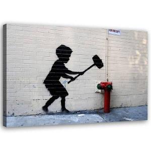 Картины на холсте Feeby Banksy Hammer junge, серый