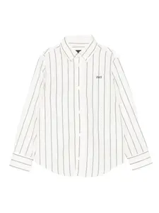 Полосатая рубашка с вышитым логотипом Fay Kids, белый