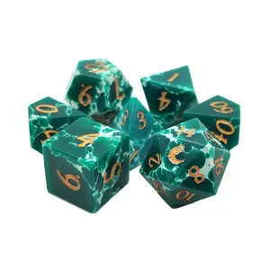 Набор Poly — бирюзовый — зеленый и белый с золотом (7), Gemstone Dice (Old School Dice & Accessories)