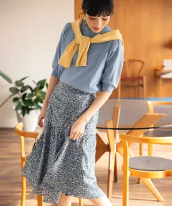 Многослойная юбка с цветочным принтом и сборками Suite, цвет Blue 5 [570]