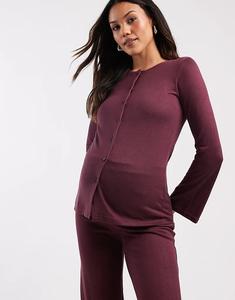 Мягкий трикотажный топ для беременных Mamalicious с разрезами по бокам, бордовый