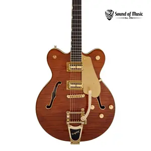 Gretsch Electromatic LTD Flame Okoume Broadkaster Double-Cut с бигсби, гриф из палисандра - Roundup Orange