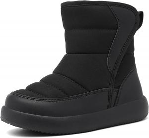 Милые зимние непромокаемые слипоны для девочек, теплые снежные ботинки для малышей с удобной теплой меховой подкладкой, уличные нескользящие ботиночки на голенище для холодной погоды, пеших прогулок, нарядов и игр ADKGBE, Black