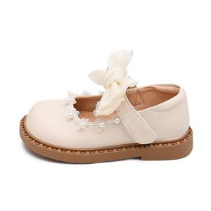 Детские кожаные туфли с противоскользящей подошвой и износостойким верхом Budding, бежевый