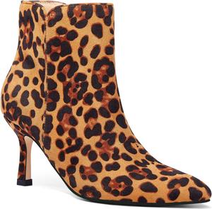 Женские ботильоны Coutgo с острым носком, низким каблуком-стилетто, боковой молнией и небольшой шпилькой, Leopard
