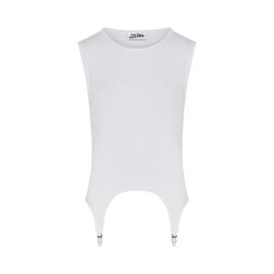 Топ Jean Paul Gaultier Ribbed Tank Top With Lingerie Garter, White