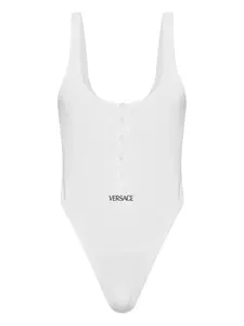 Хлопковый боди с пуговицами спереди VERSACE, белый