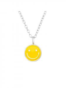 Alexander York Колье с подвеской в виде смайлика, желтого цвета, из серебра 925 пробы, комплект из двух серебряных элементов