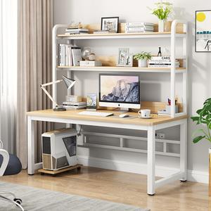 Компьютерный стол Xinmeikai с полками, 100x60x170 см, белая рама + светлый орех