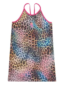 Платье с анималистичным принтом Diesel Kids, коричневый