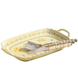 Набор посуды Kawasimaya, желтый/зеленый, прямоугольное блюдо 25,5 см