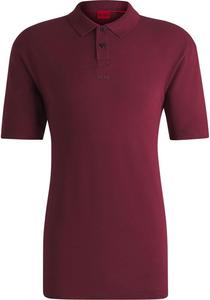 HUGO Мужская поло с контрастным логотипом по центру, Crimson Red