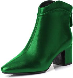 Женские ботинки YDN Chelsea, заостренный носок, массивный каблук, низкий каблук, застежка-молния, элегантная осенне-зимняя обувь, размер 37-48, Grün