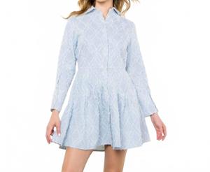 Синее платье с полосатыми бахромчатыми деталями THML