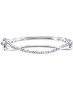 Браслет-Браслет с перекрещивающимися звеньями из муассанита (1/2 карата) из стерлингового серебра Macy'S, white