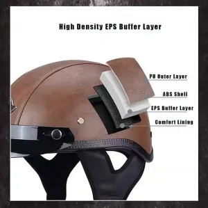 Мотоциклетный полушлем, полушлем из искусственной кожи с защитными очками, одобренный DOT/ECE, ретро-полушлем с визором, мотоциклетный шлем с быстросъемным креплением, полушлем STTTBD, a