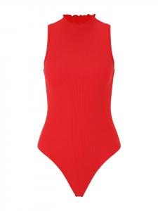 Les Lunes Боди без рукавов JUUNO в рубчик с волнистым краем, цвет сальса