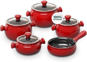 Набор посуды Ceraflame Cookware Premiere со стеклянной крышкой, 9 предметов, томатно-красный