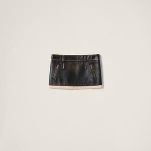 Юбка из наппы MIU MIU, горчичный/черный