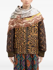 Шарф с цветочно-пейслийным принтом и бахромой Pierre-Louis Mascia, нейтральный