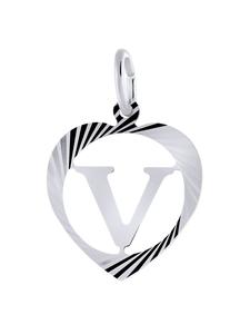 Lucardi Подвеска из серебра 925 пробы в форме сердца с буквой V