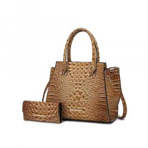 Сумка-тоут Viridiana Luxe с тиснением под крокодила. Элегантная и универсальная сумка MKF Collection By Mia K., серо-коричневый