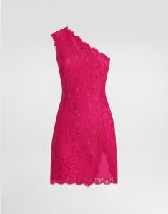 Мини-платье из цветочного кордонетного кружева с разрезом Dolce & Gabbana, розовый