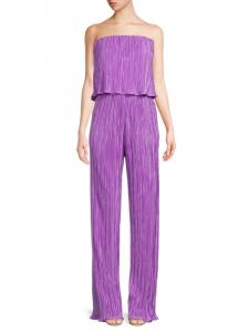 Плиссированный комбинезон без бретелек с широкими штанинами Renee C., цвет Neon Lavender