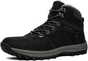 Зимние ботинки для мужчин, походные ботинки, водонепроницаемые, с меховой подкладкой, утепленные, кроссовки, удобная толстая подошва, обувь для пеших прогулок и спорта Qacksv, черный