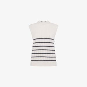 Трикотажная майка свободного кроя в полоску с круглым вырезом Whistles, бежевый