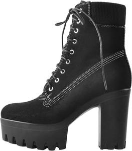 Женские ботильоны на платформе с массивным каблуком, круглым носком и шнуровкой Onlymakerheels, Black J