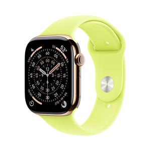 Умные часы Apple Watch Series 11 (GPS+Cellular), 46 мм, Gold Titanium Case/Neon Yellow Sport Band -  M/L