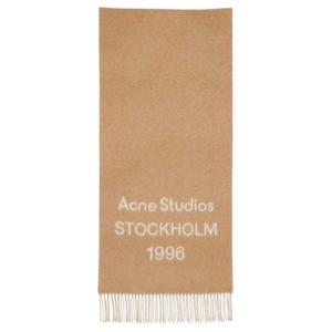 Acne Studios Шерстяной шарф с логотипом, Beige