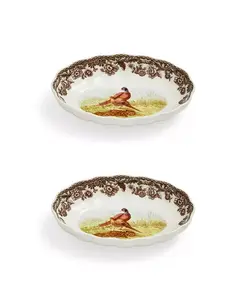 Овальное рифленое блюдо в форме лесного фазана, набор из 2 шт. Spode, brown