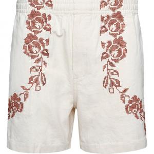 Шорты Bode Cross Stitched Rose Garland, бежевый/красно-коричневый