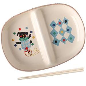 Набор посуды Kawasimaya, бежевый/оранжевый, тарелка с палочками для еды