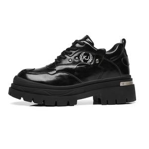 Мужские повседневные туфли мужские низкие черные KJ-3569 черные со скрытой платформой 8 см, цвет KJ-3569 Black Hidden Wedge 8cm