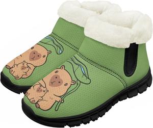 Юношеские ботинки для мальчиков и девочек, зимние теплые ботинки, противоскользящие легкие уличные туфли для холодной погоды Chririnla, Cartoon Capybara