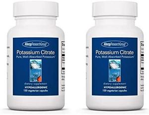 Калий Allergy Research Group Potassium Citrate 99 мг, 120 таблеток, 2 предмета
