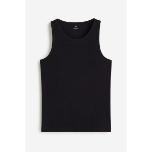 Майка H&M Slim Fit Ribbed Tank, черный