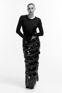 Длинная юбка с пайетками H&M, черный