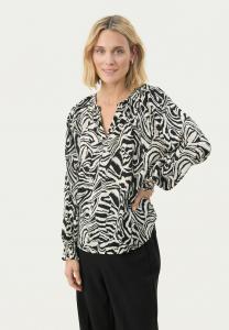 Блуза Part Two TENNIE, Black Animal Print/Mottled Black