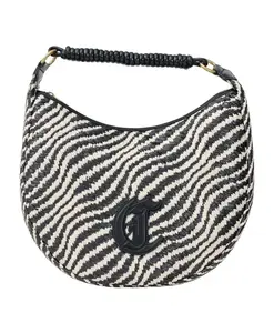 Бежевая сумка-шоппер Rafia Just Cavalli, черный