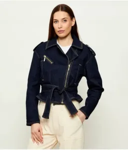 Кожаная джинсовая куртка slim fit Liu Jo, темно-синий