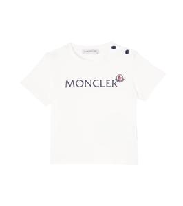 Футболка из хлопкового джерси с детским логотипом Moncler Enfant, белый