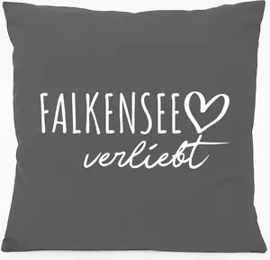Подушка для дивана Huuraa Falkensee in Love Gift 40x40 см с наполнителем из хлопка стального серого цвета Falkensee Sovener Hellweg Druckerei