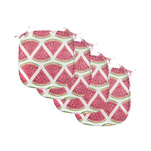 Подушки на обеденный стул ABAKUHAUS Fruit, семя арбуза, декоративная водонепроницаемая подушка с ремнями для кухонных сидений, 40 см x 40 см — упаковка из 4 шт., темно-кораллово-зеленый папоротник