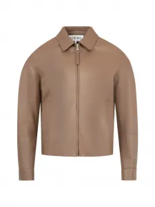 Кожаная куртка на молнии Loewe, коричневый
