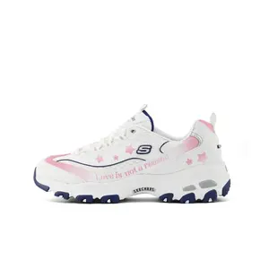 Skechers D'lites 1.0 утепленные низкие массивные кроссовки женские pink white