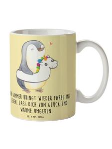 Кружка летнего цвета с надписью пастельно-желтого цвета Mr. & Mrs. Panda